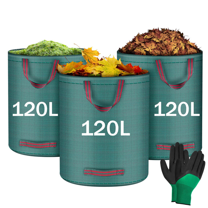 Flintronic Gartenabfallsack, Gartensäcke für Gartenabfälle 3X 120l, Grünschnittsäcke faltbar, Garten