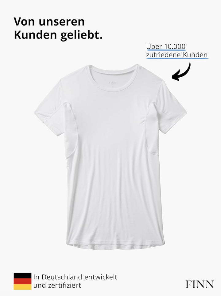 FINN Anti-Schweiss Unterhemd Herren mit Rundhals-Ausschnitt - Unterziehshirt Männer mit Einsätzen ge