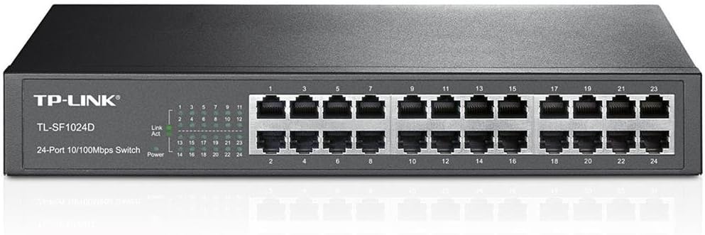 TP-Link TL-SF1024D Desktop/Rackmount Fast Ethernet Netzwek Switch (24x 10/100Mbit/s Ports, Metallgeh