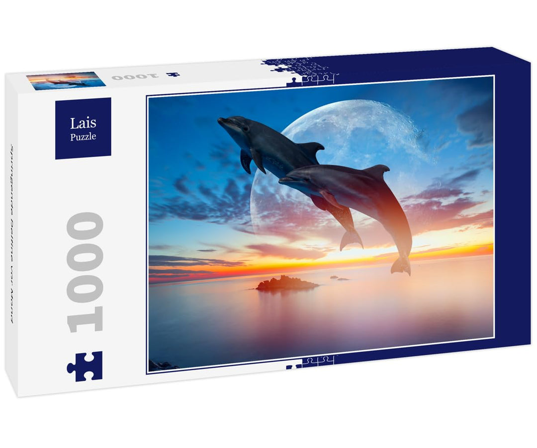 Lais Puzzle Springende Delfine vor Mond 1000 Teile