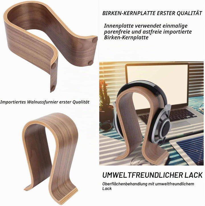 Kopfhörer Ständer Holz, Kopfhörerständer, Kopfhörer Halter, Kopfhörerständer Universal Holz, U Form,