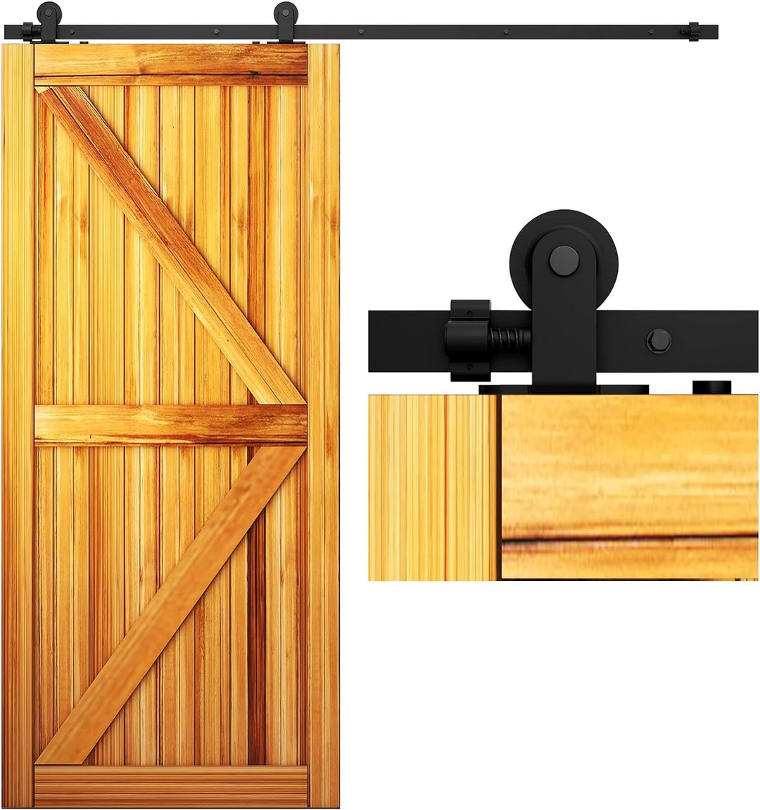 WOLFBIRD 183cm (6FT) Schiebetürbeschlag Set Schiebetürsystem Komplett-Set für holz Schiebetür Einzel