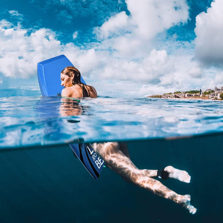 HOMASIS Surfbrett L, Bodyboard aus XPE und HDPE mit Handschlaufe, Halbmond Surfbrett, geeignet ab 14