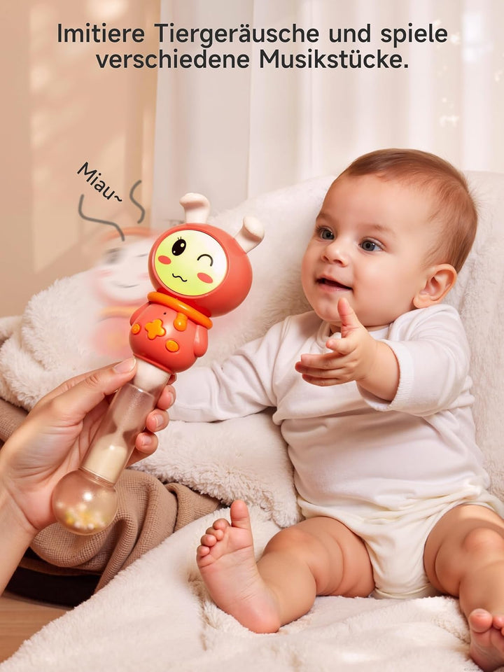 TUMAMA KIDS Rassel Baby Mit 7 Lichter Und Musik，Babyrassel Sensorik Spielzeug, Rattle Musikspielzeug