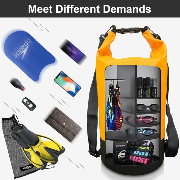 Dry Bag wasserdichte Tasche 5L/10L/20L/30L Wasserfester Beutel Packsack mit Langen Doppeltem Verstel