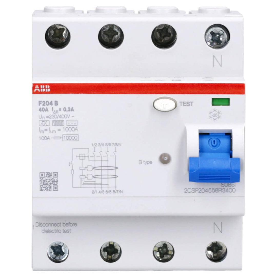 FI-Schutzschalter TypB 4P 40A,300mA,3kA,4TE F204B-40/0,3-4TE