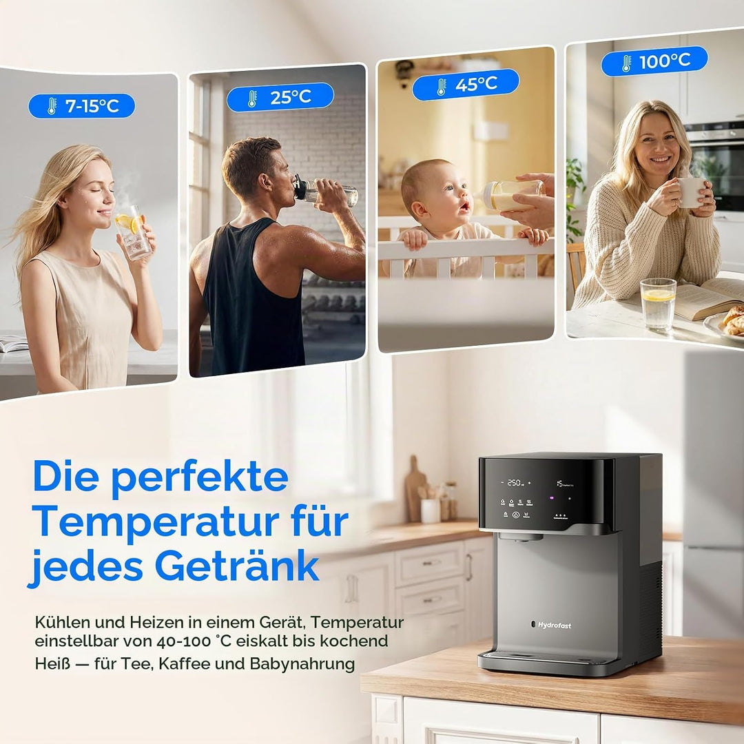Osmoseanlage Wasserbar mit Wassersprudler, Auftisch Heisswasserspender &amp; Eiswasserspender, 6-Stufen