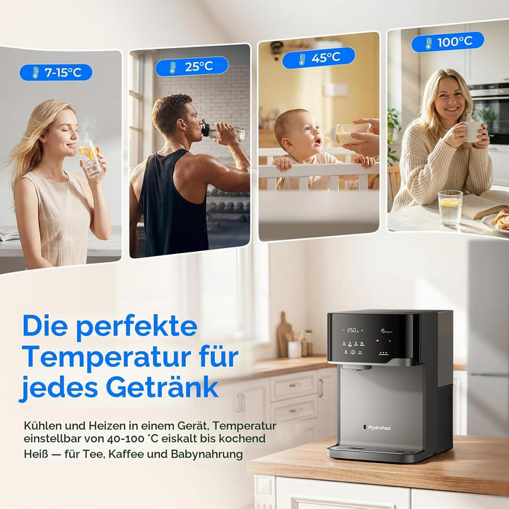 Osmoseanlage Wasserbar mit Wassersprudler, Auftisch Heisswasserspender &amp; Eiswasserspender, 6-Stufen