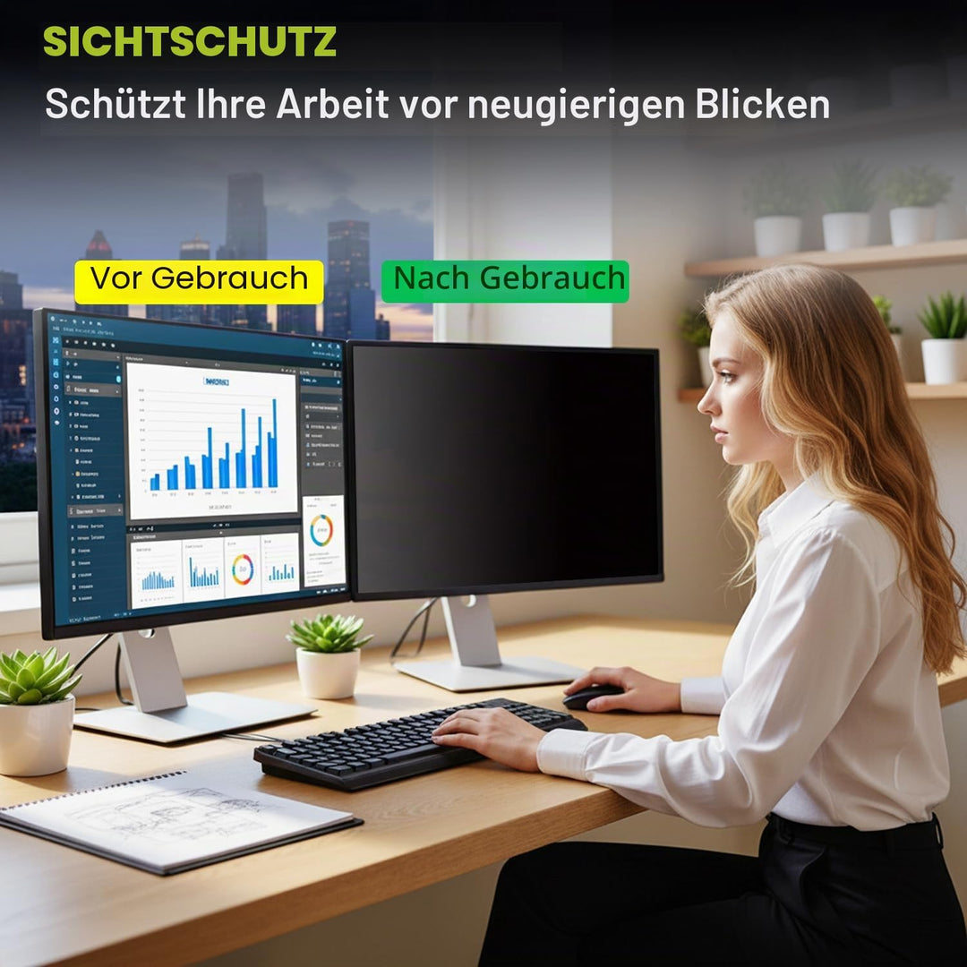 2 Stück Sichtschutzfolie für 27 Zoll 16:9 (59.7x33.6cm) Monitor - Blaulichtfilter &amp; Blendschutz, Abn