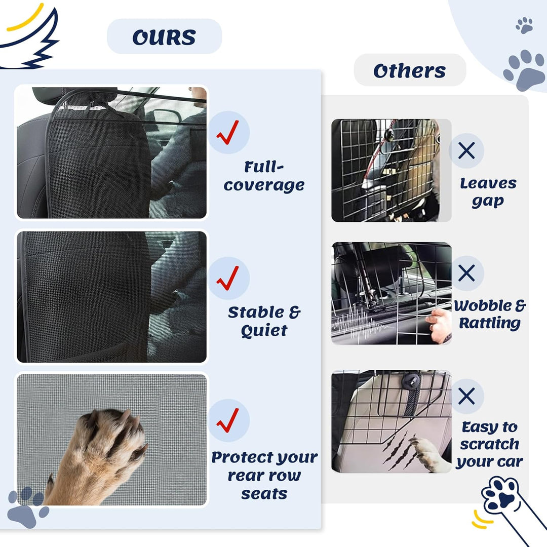 Hundegitter für Auto Kofferraum & Rücksitz – Universelle Faltbare Hundebarriere mit Tasche & transpa