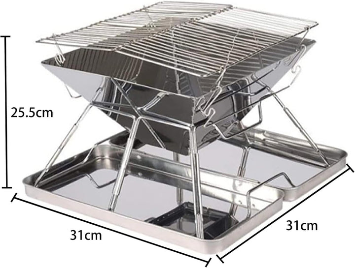 Faltbarer Lagerfeuer-Grill, Camping-Feuerstelle mit Tragetasche, Faltbar BBQ Feuerstelle Grill für C