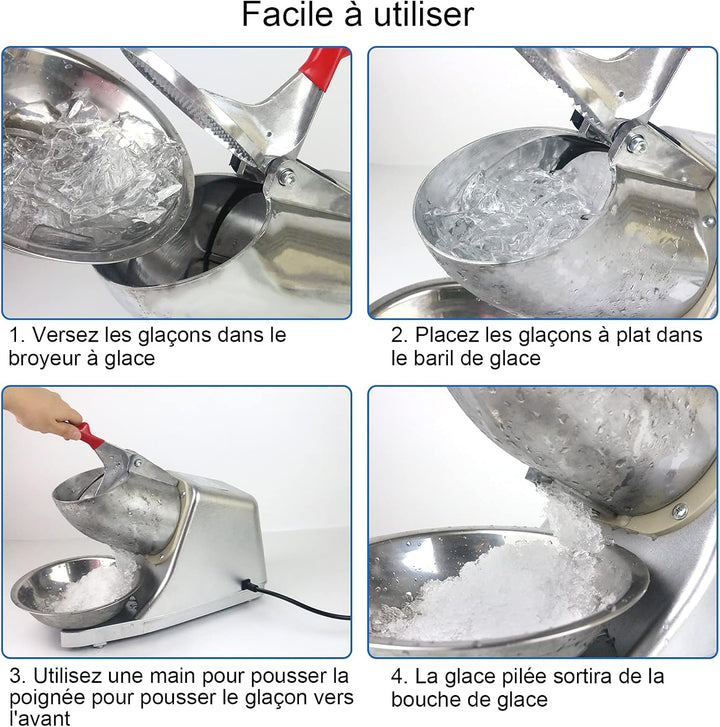 Elektrischer Eiszerkleinerer, 300 W, 220 V-240 V, Edelstahl, mit Doppelmesser, Schnee-Cone-Maker für