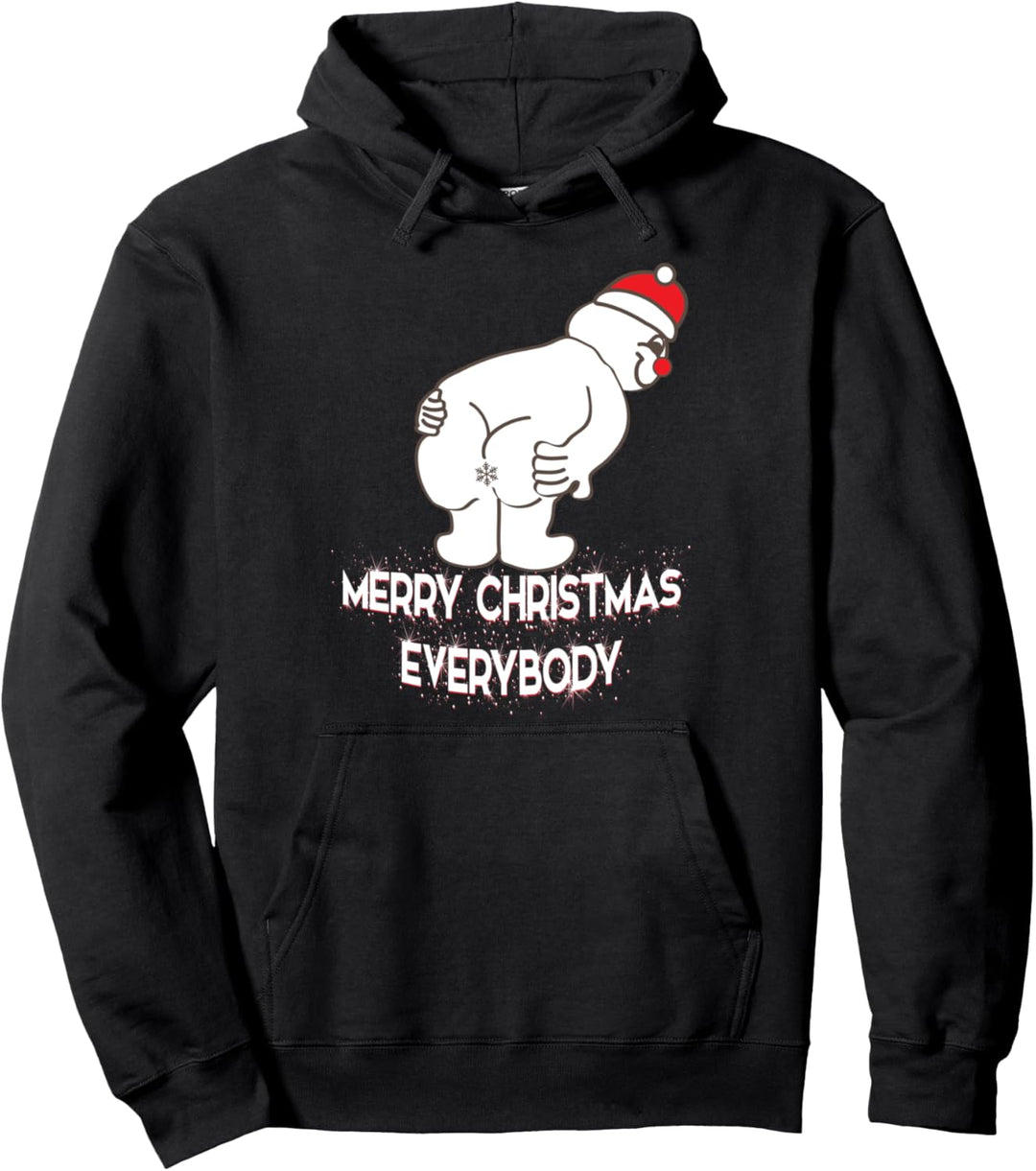 Xmas Weihnachts Schneemann streckt seinen Hintern Po Freches Pullover Hoodie