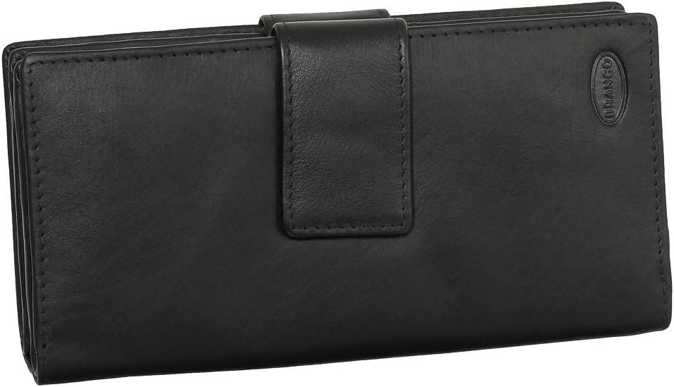 Luxus Leder Damen Geldbörse Portemonnaie Geldbeutel XXXL mit Reissverschluss 18,5 cm Farbe Schwarz,
