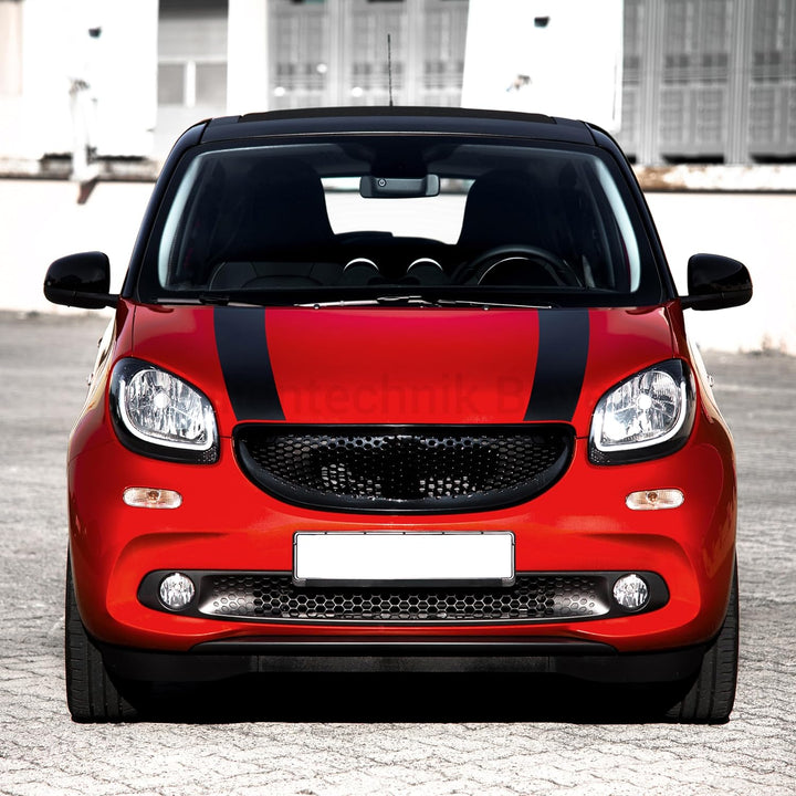 Folientechnik Bayer 1058 Motorhaubenstreifen kompatibel mit Smart Fortwo 453 ab Bj. 2014 (Schwarz),