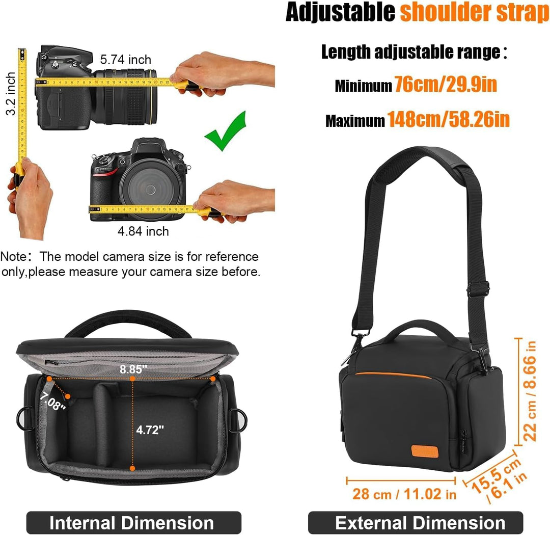 Cwatcun Kameratasche,SLR Fototasche,Kamera Tasche mit Stativhalterung zum Umhängen kompatibel für Ca