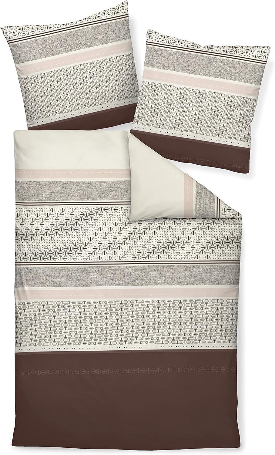 Janine Mako-Satin-Bettwäsche J. D. 155x220 + 80x80 cm rosé-Rosenholz, 155x220 + 80x80 cm