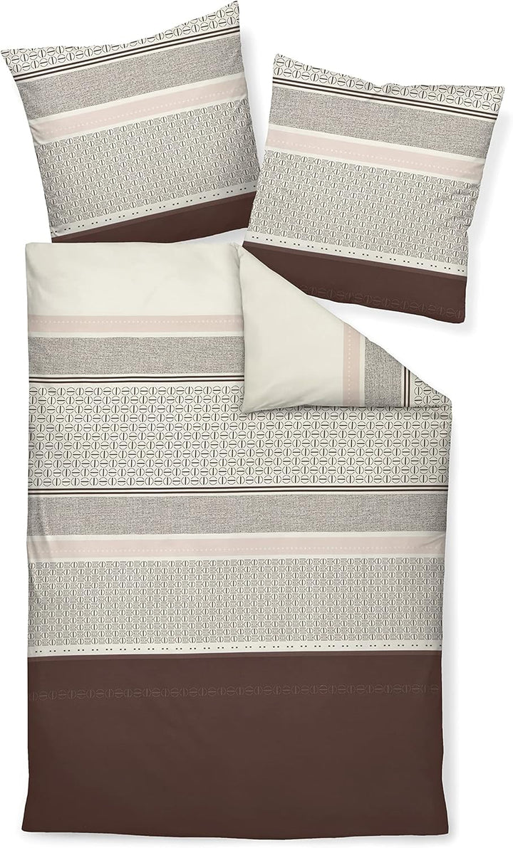 Janine Mako-Satin-Bettwäsche J. D. 155x220 + 80x80 cm rosé-Rosenholz, 155x220 + 80x80 cm