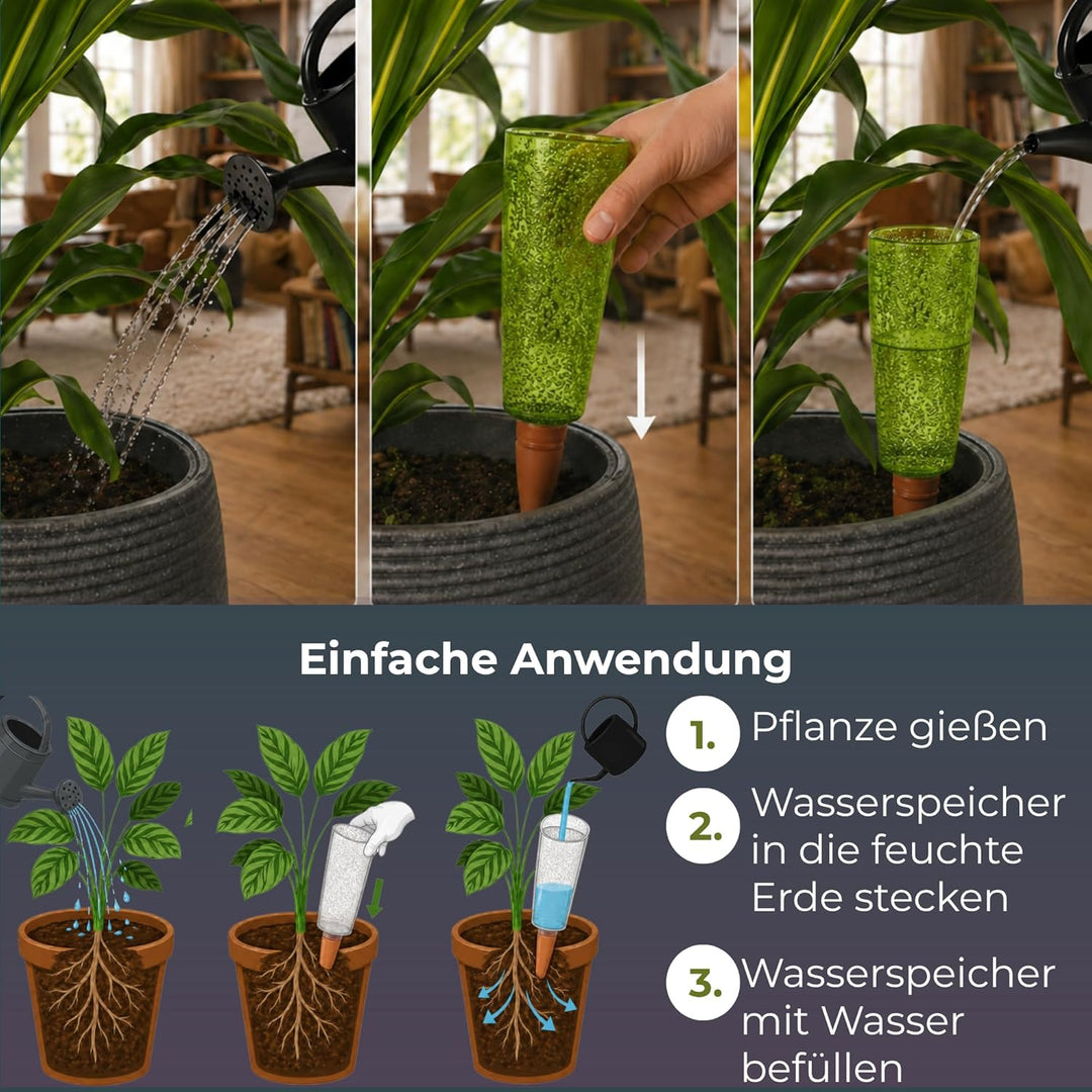Scheurich Wasserspender Copa M | 8X Grün | 150 ml Füllmenge | Bewässerungskugel klein mit Ton Fuss |