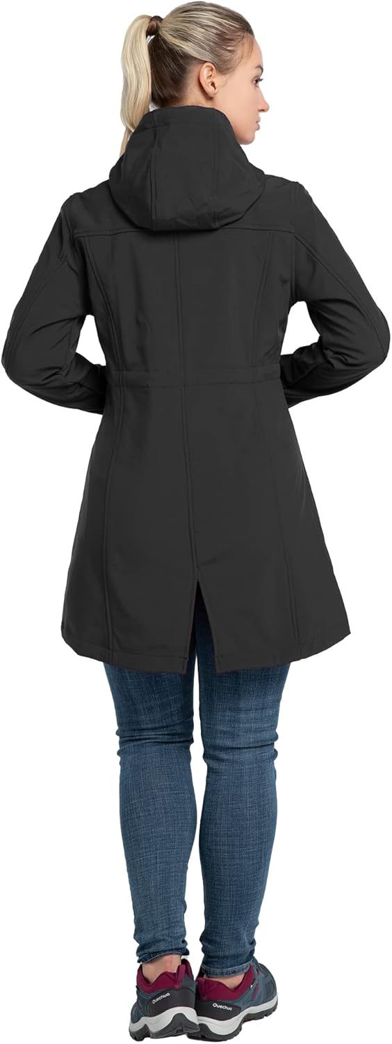 33,000ft Damen Leichte Wasserdichte Softshell Regenjacke Lange Funktionsjacke Übergangsjacke Windjac