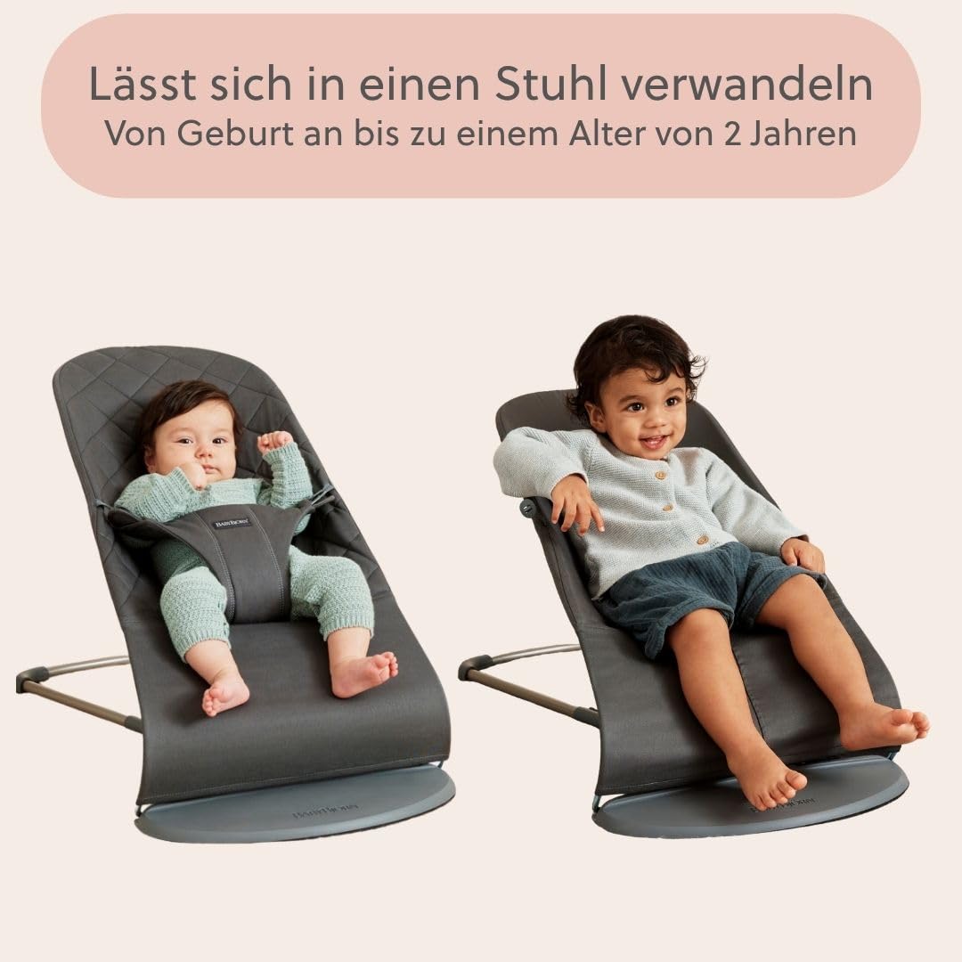 BabyBjörn Babywippe Bliss, Gewebt, Klassische Steppung ,Anthrazitgrau