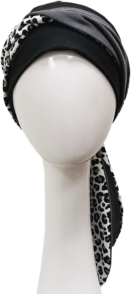 CAREBELL Smooth Paisley Black Onkologische Bambus-Mütze für Chemotherapie oder Alopezie, Schwarz , O