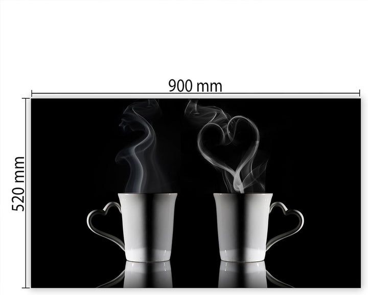 SmartDecoration Herdabdeckplatte Ceranfeldabdeckung aus Glas 90x52 cm Einteilig Motiv "Kaffee" Schwa