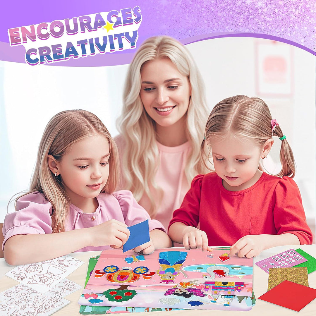 URMYWO Folienspass Kinder, Prinzessin Foil Art FüR Kinder,Bastelsets FüR MäDchen Alter 3-10,DIY-Akti