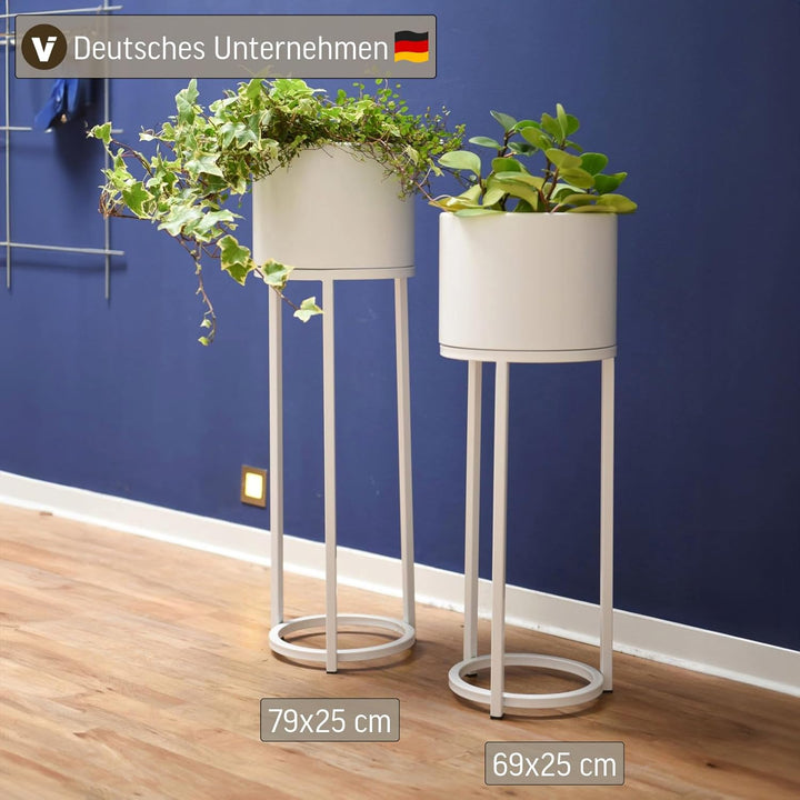 VIVANNO Blumentopf auf Ständer mit Beinen Füssen Gestell Elevate Round Weiss (79x25 cm) Weiss Matt 7