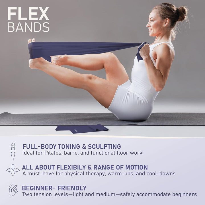Pilates Set | 15in/ 38cm Pilates Ringe mit 1x Klein Pilates Ball, 3X Widerstandsbänder und 2X Stretc