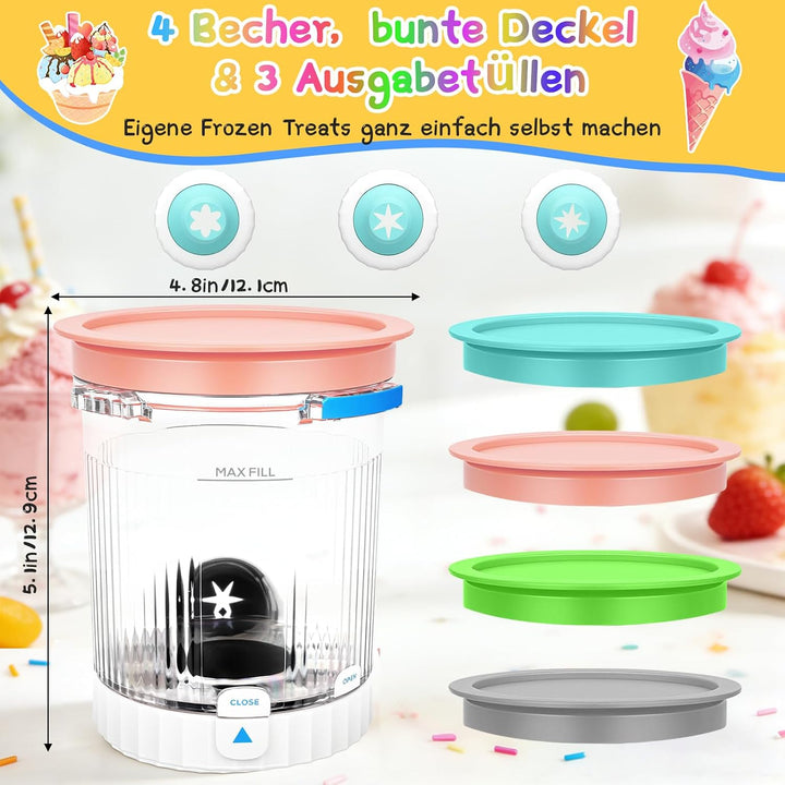 4er Creami Becher 480 ml für Ninja CREAMi Swirl NC700/NC701EU Serie | 4 Ersatzbecher mit Deckeln, 7