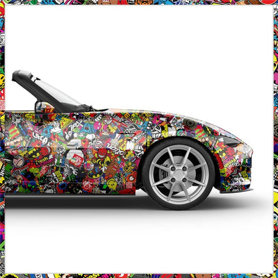 Auto-Dress Stickerbomb Auto-Folie mit Luftkanal-Technik für 3D Car-Wrapping (100x150cm, Design: Spon