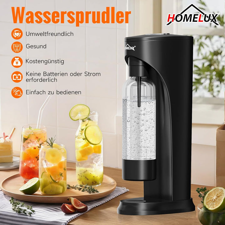 HOMELUX Wassersprudler,Sprudelwasser Maschine,Soda Maker,Wasser Sprudel GeräT,Water Carbonator (Schw