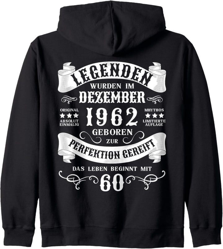 60. Geburtstag 60 Jahre Mann Frau Dezember 1962 Kapuzenjacke