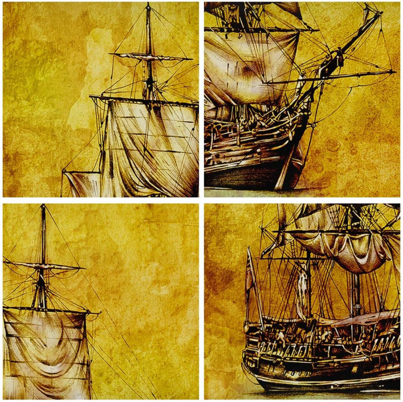 Bilder auf Leinwand 100x70cm Leinwandbild Piratenschiff Ozean Schatz Gross Wanddeko Bild Schlafzimme