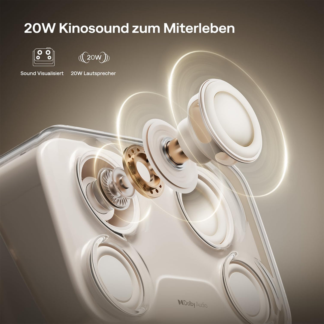 Aurzen Boom Mini 4-in-1 Smart Beamer mit Google TV, 4K Unterstützt Heimkino & Outdoor Projektor, 20W