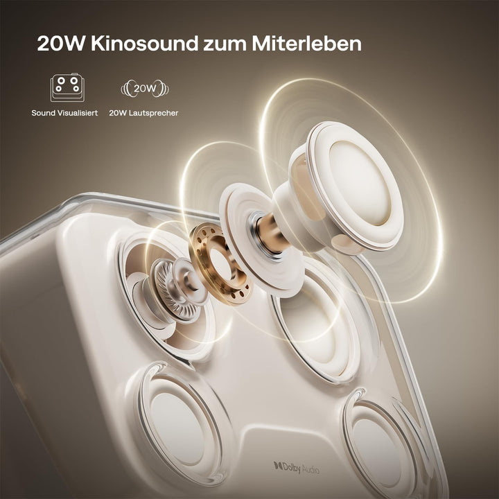 Aurzen Boom Mini 4-in-1 Smart Beamer mit Google TV, 4K Unterstützt Heimkino & Outdoor Projektor, 20W