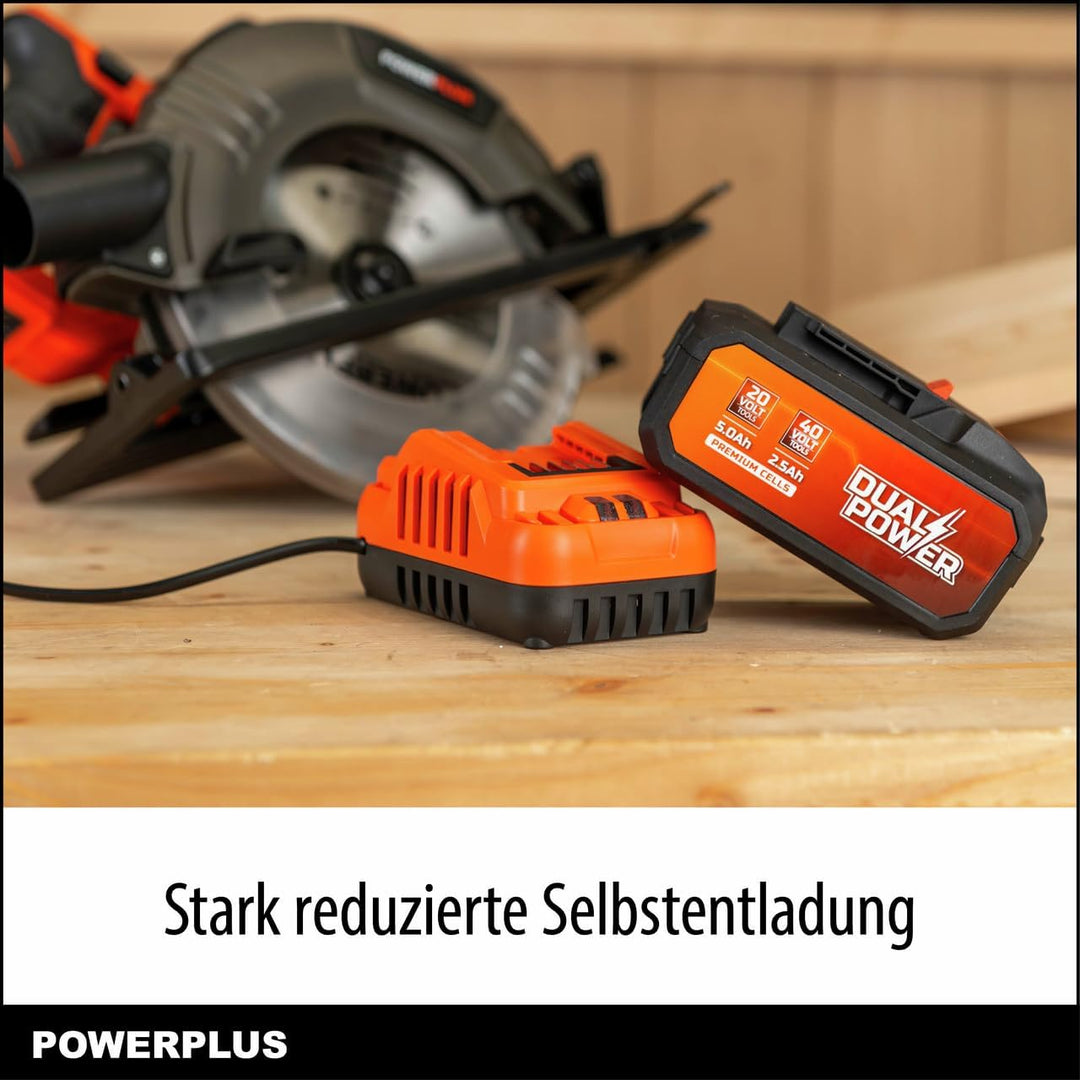 POWERPLUS - Dual Power Akku- und Ladegerät-Set POWDP90640-2x20V, 5.0Ah, 2.5Ah Akku - für 20V & 40V W