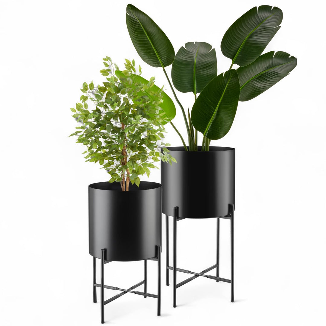 tectake® Pflanzenständer 2er Set, Blumenständer, Metall Blumentopf, abnehmbare Übertöpfe, Blumentöpf