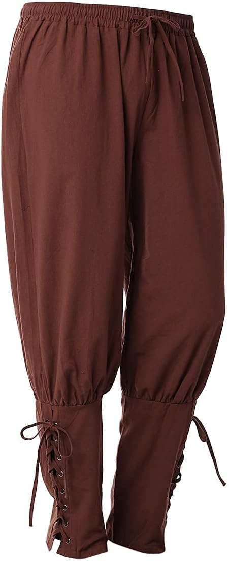 COSDREAMER Herren Mittelalterhose Wikinger Piraten Kostümhose Braun 3XL 3XL Braun, 3XL Braun
