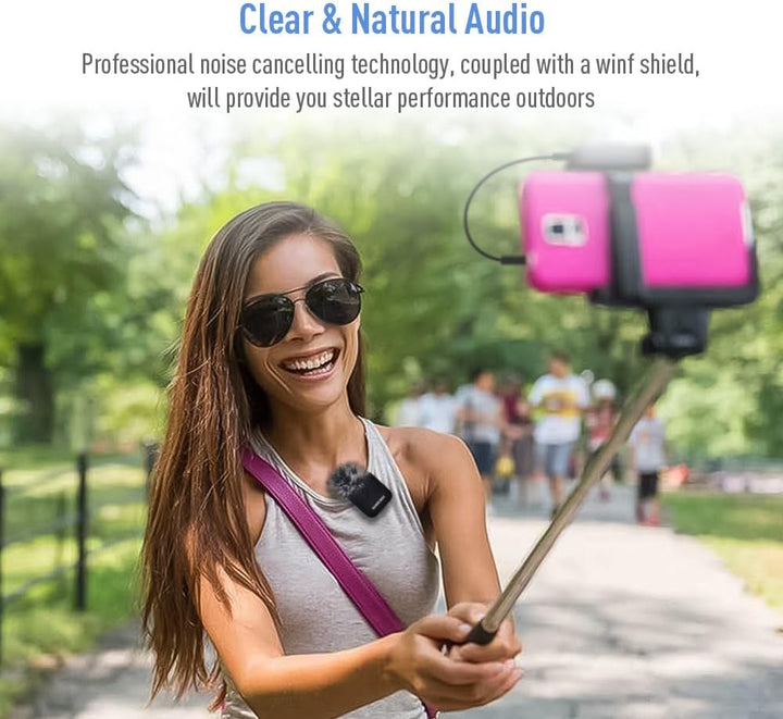 SONICAKE Lavalier Mikrofon Wireless 2,4 GHz 50m Reichweite für iPhone/Android/DSLR Kamera/Camcorder