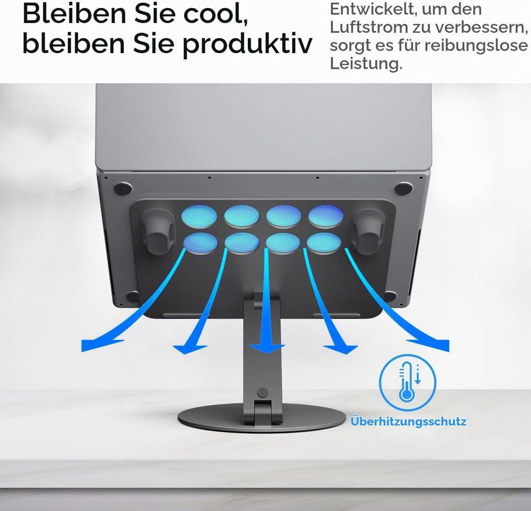 Spigen Laptop-Ständer, Höhenverstellbar &amp; rutschfeste Silikonauflagen【inkl. 4X Klett-Kabelbinder, Ka