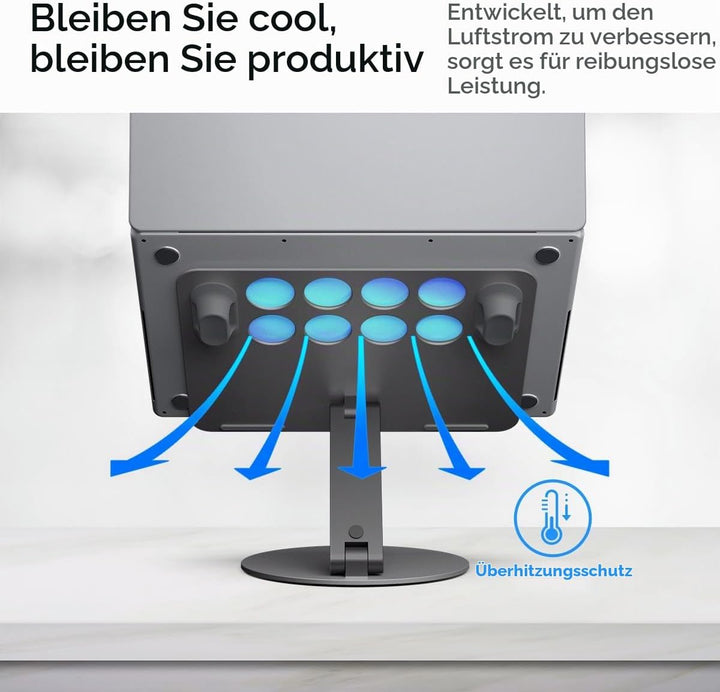 Spigen Laptop-Ständer, Höhenverstellbar &amp; rutschfeste Silikonauflagen【inkl. 4X Klett-Kabelbinder, Ka