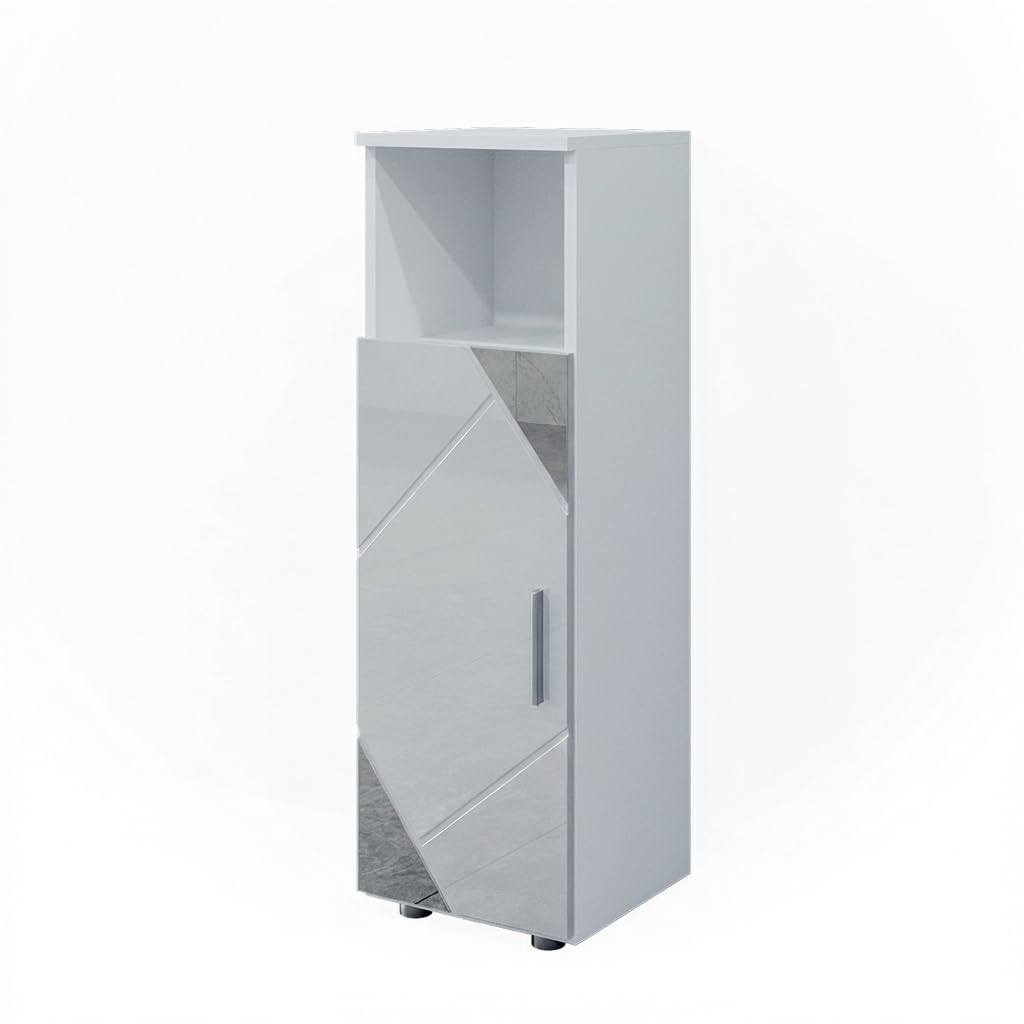 Vicco Midischrank Irma, Weiss Hochglanz mit Einsätzen, 30 x 95 cm Weiss Hochglanz mit Einsätzen Midi