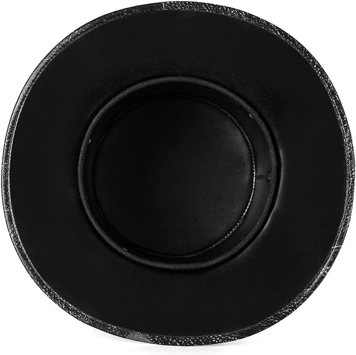 MYBOON Pest-Doktor-Hut PU-Leder-Schwarzer Flacher Zylinder für Halloween-Cosplay