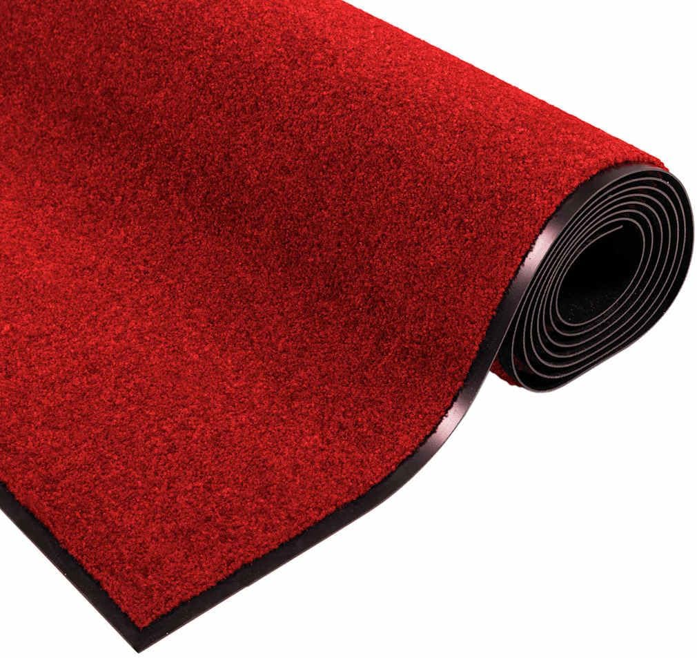 vidaXL Fussmatte Rot und Schwarz 120 x 250 cm 100% Polyamid, Hochwertige, rechteckige Fussmatte, rut