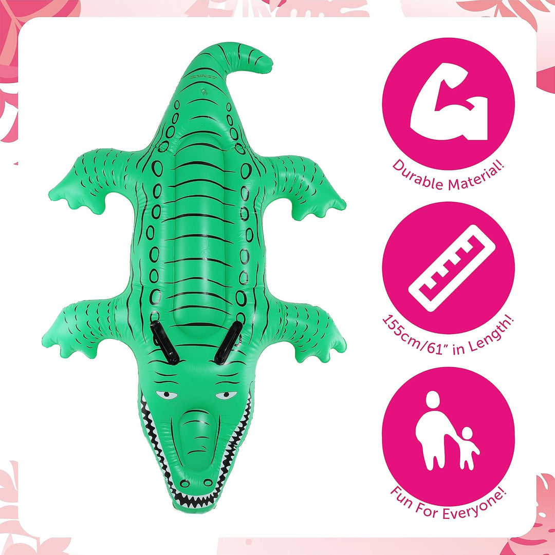 I LOVE FANCY DRESS LTD Aufblasbarer Krokodil-Pool-Schwimmer – Krokodil-Pool-Party-Schwimmer mit Grif