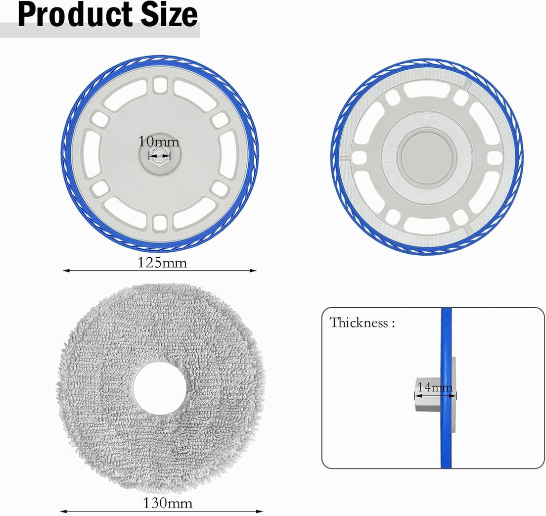 4 Wischtücher mit 2 Ersatzhalterung Zubehör für Ecovacs Deebot T30 Pro Omni/ T30s/ T30s Pro/ N30 Pro