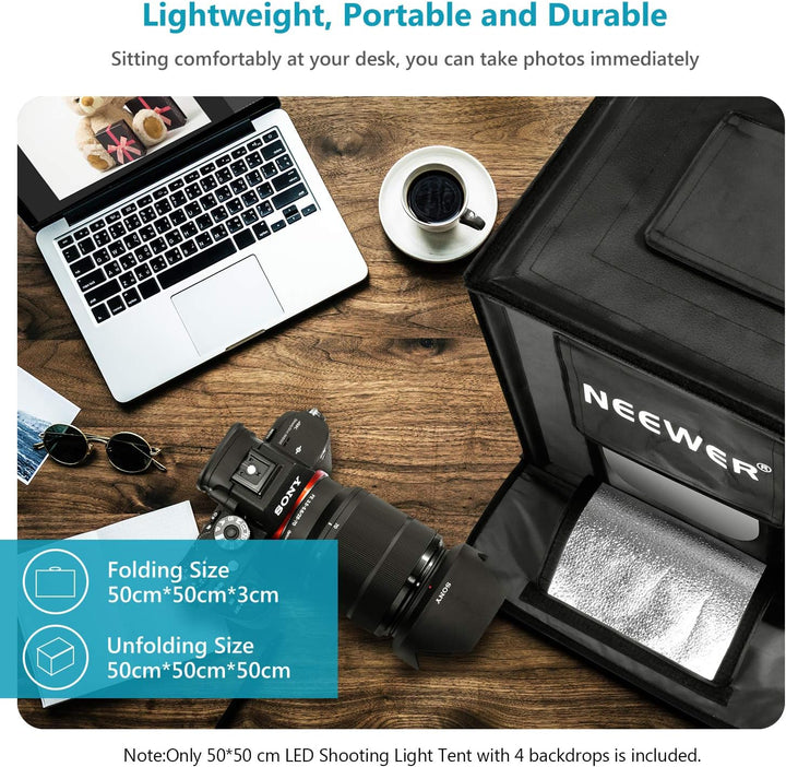 NEEWER Fotostudio Licht Box 20Zoll/50cm Aufnahmelicht Zelt Einstellbar Helligkeit Faltbare tragbare