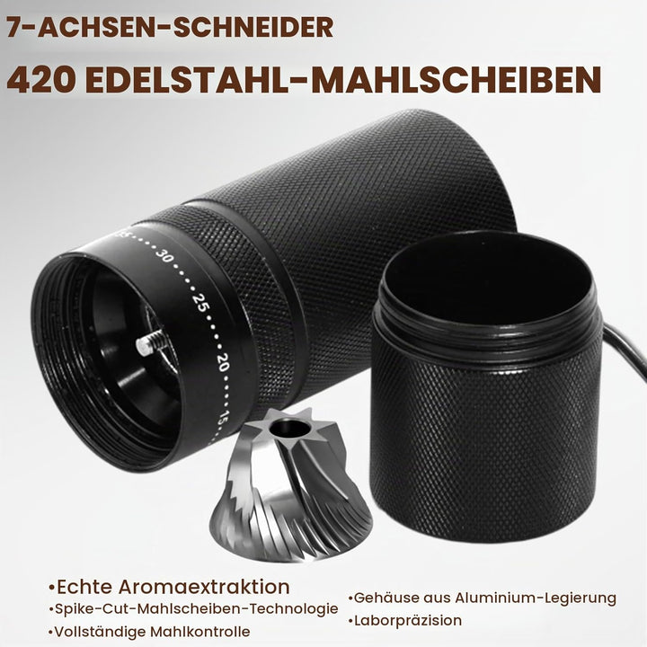 Manuelle Kaffeemühle mit 60 einstellbaren Stufen, geradem Griff für French Press, Filterkaffee und E